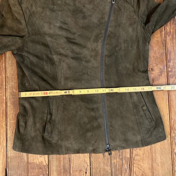 Women’s Vince Olive brown luxurious Suede zip Moto Jacket - Picture 4 of 7